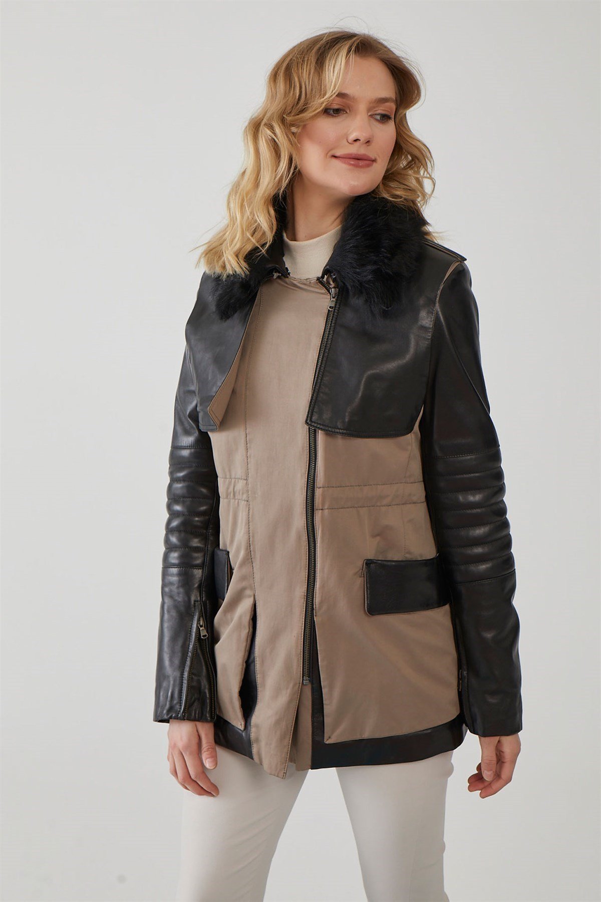 Black Georgina Women's Leather Coat