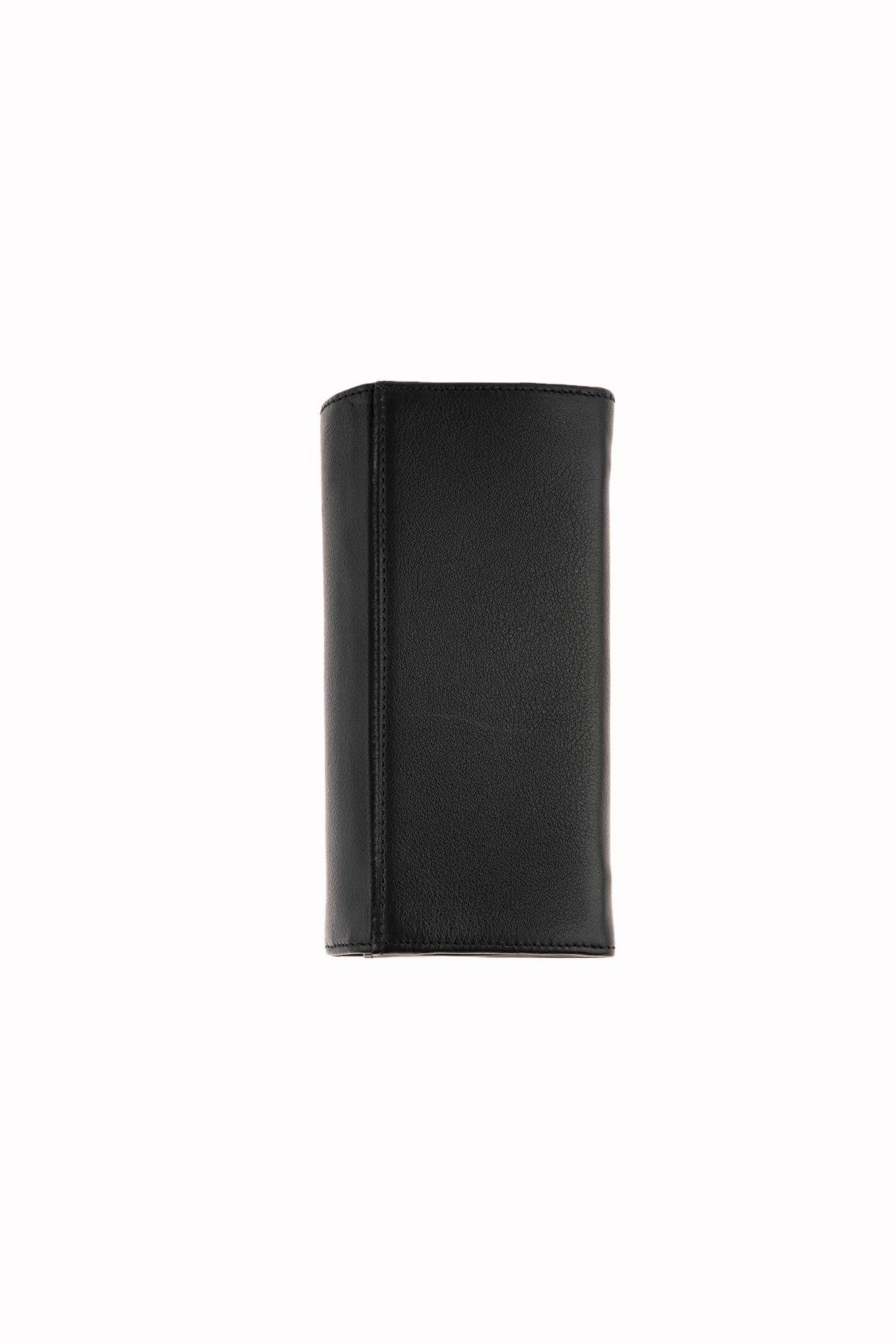 Black Snap Detailed WomenS Leather Wallet