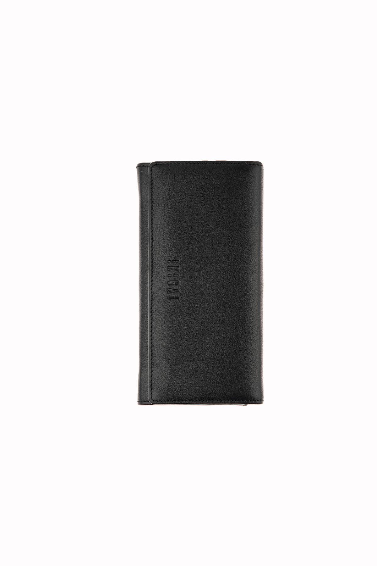 Black Snap Detailed WomenS Leather Wallet