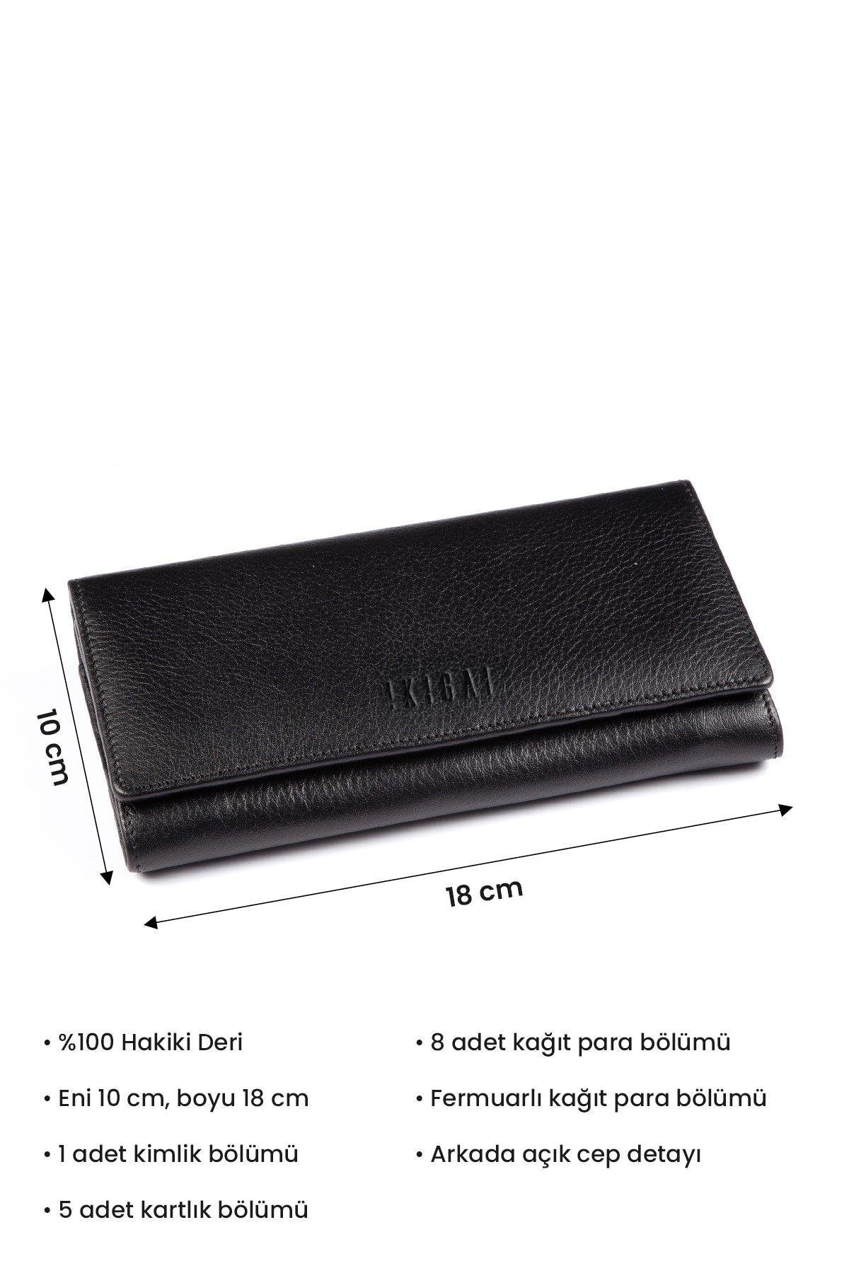 Black Snap Detailed Women's Leather Wallet