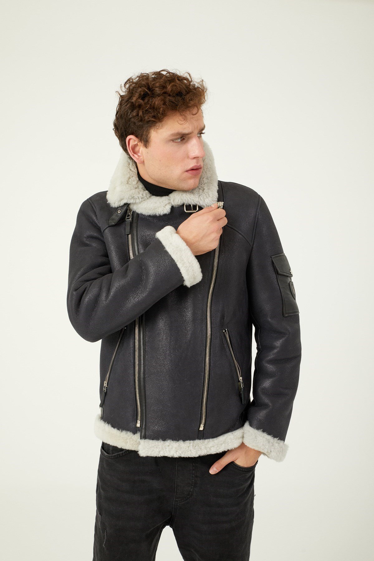 Black Herman Men's Fur Coat