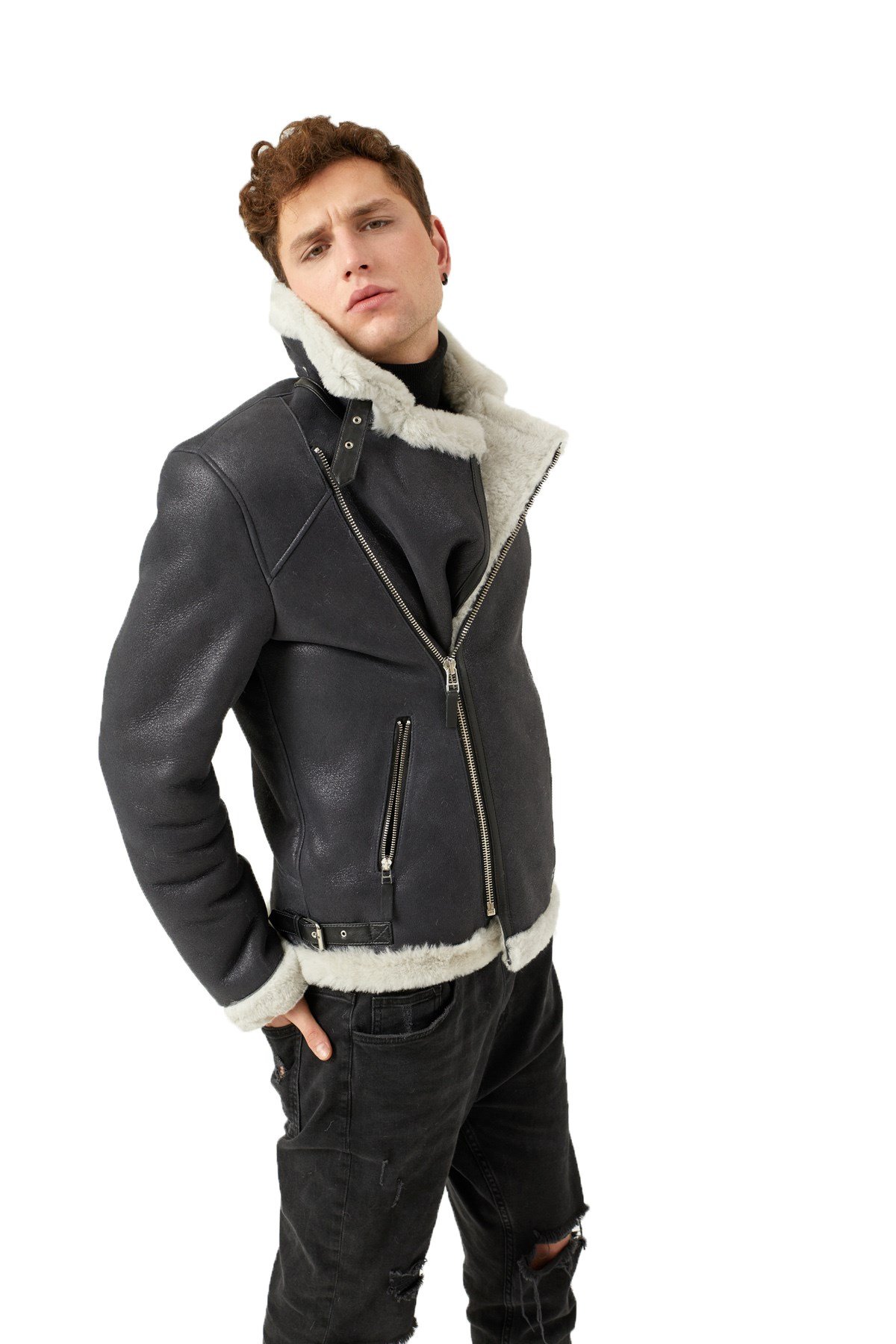 Black Herman Men's Fur Coat