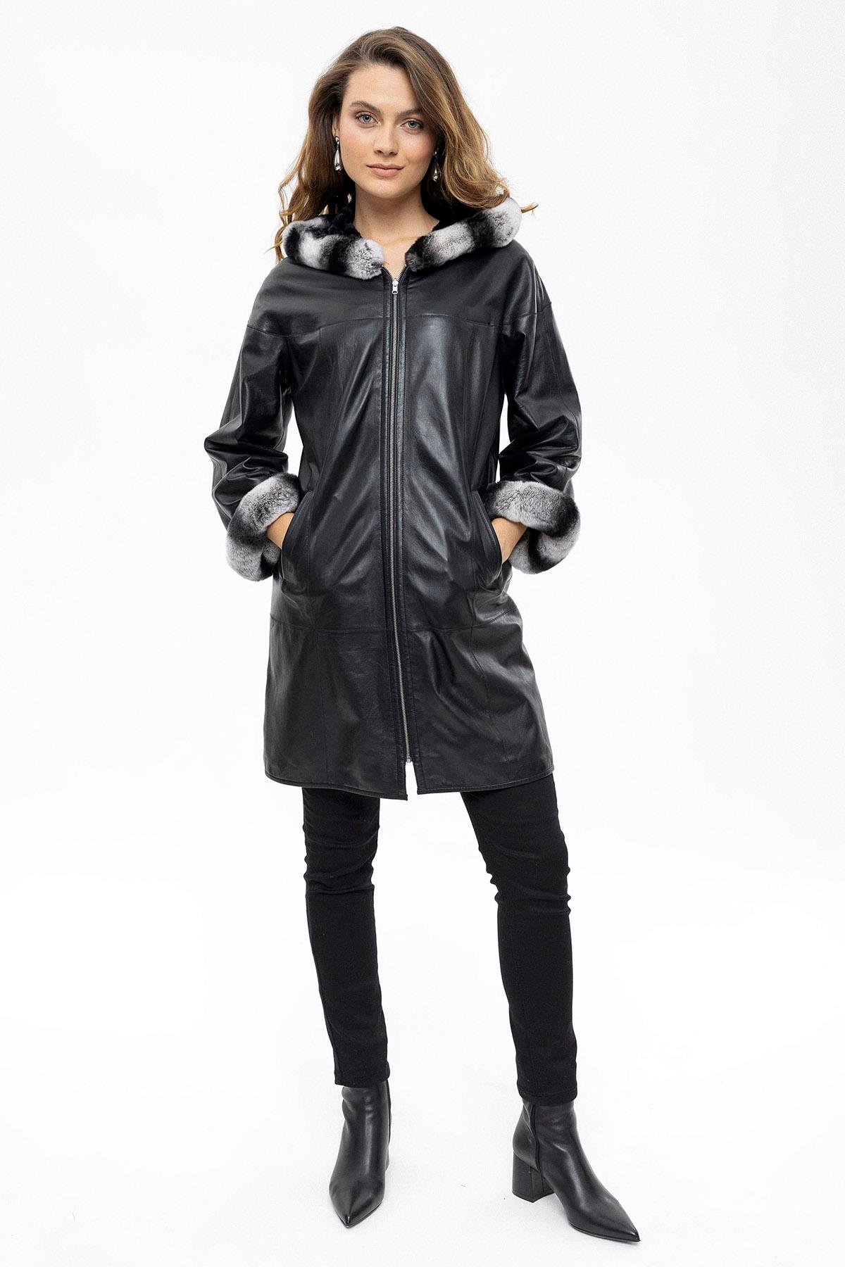 Black Paige Women's Leather Coat
