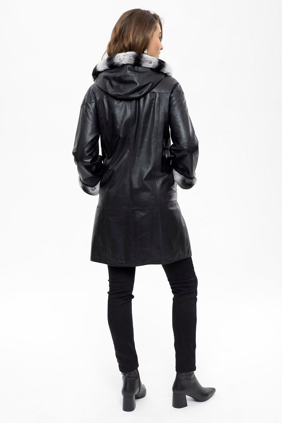 Black Paige Women's Leather Coat