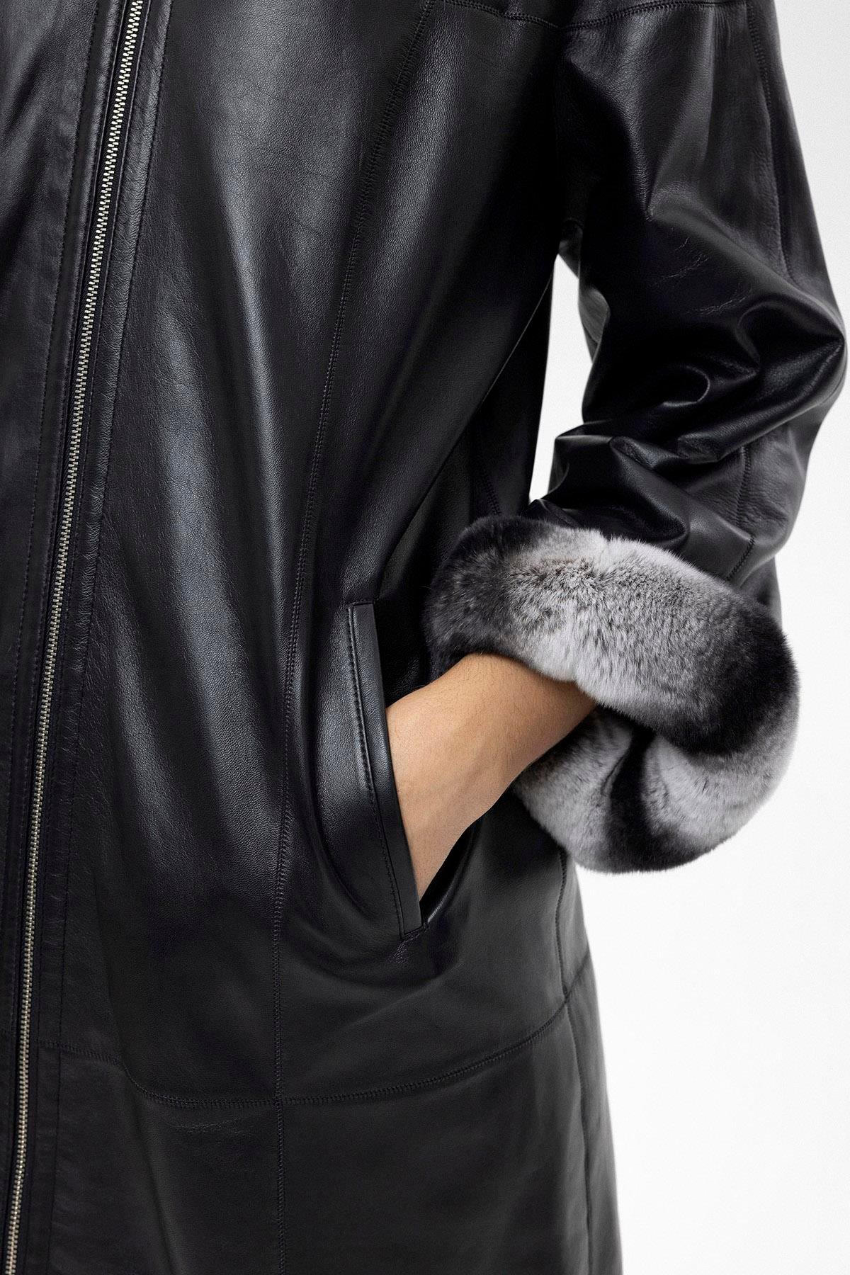 Black Paige Women's Leather Coat