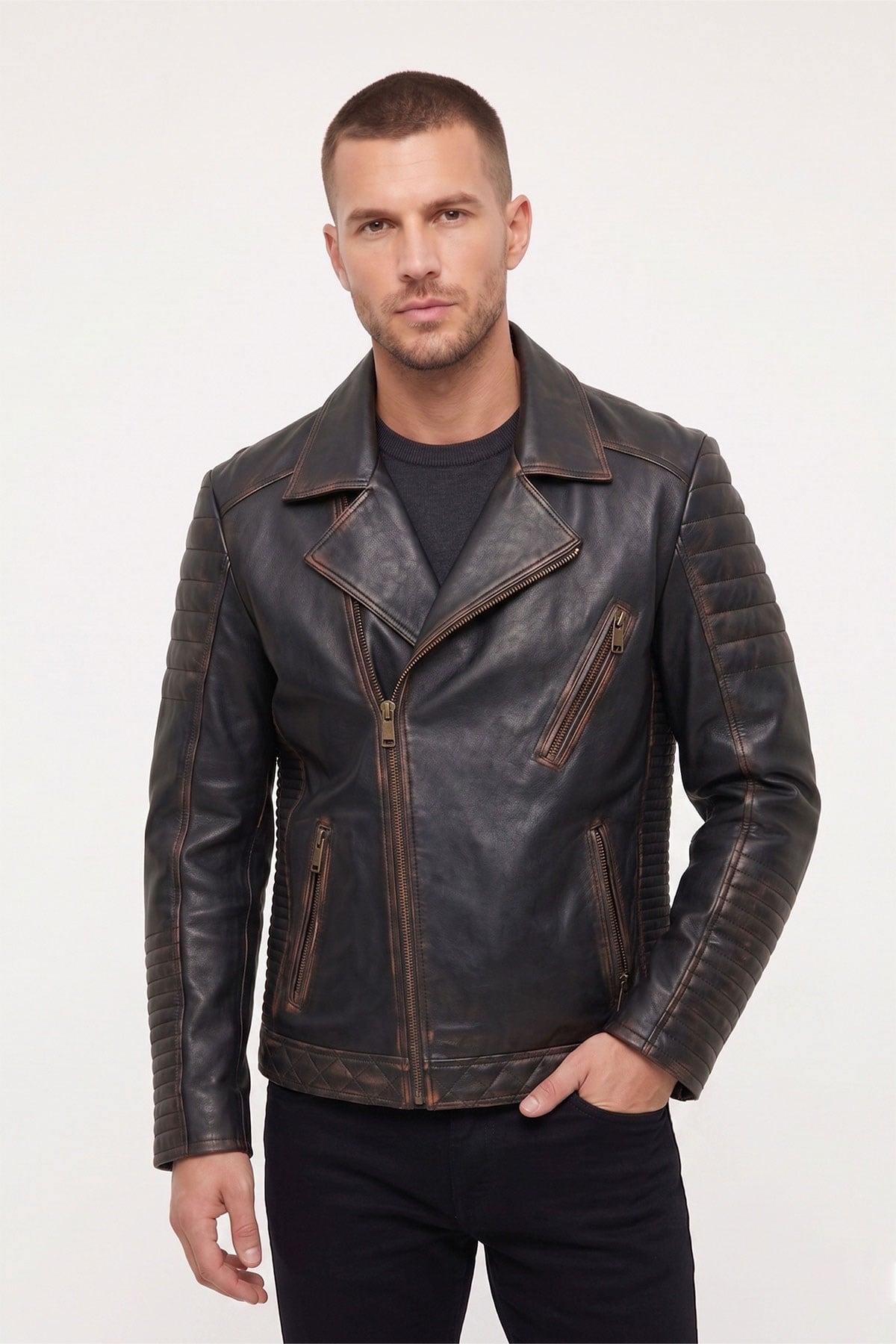Black Francis MenS Leather Jacket