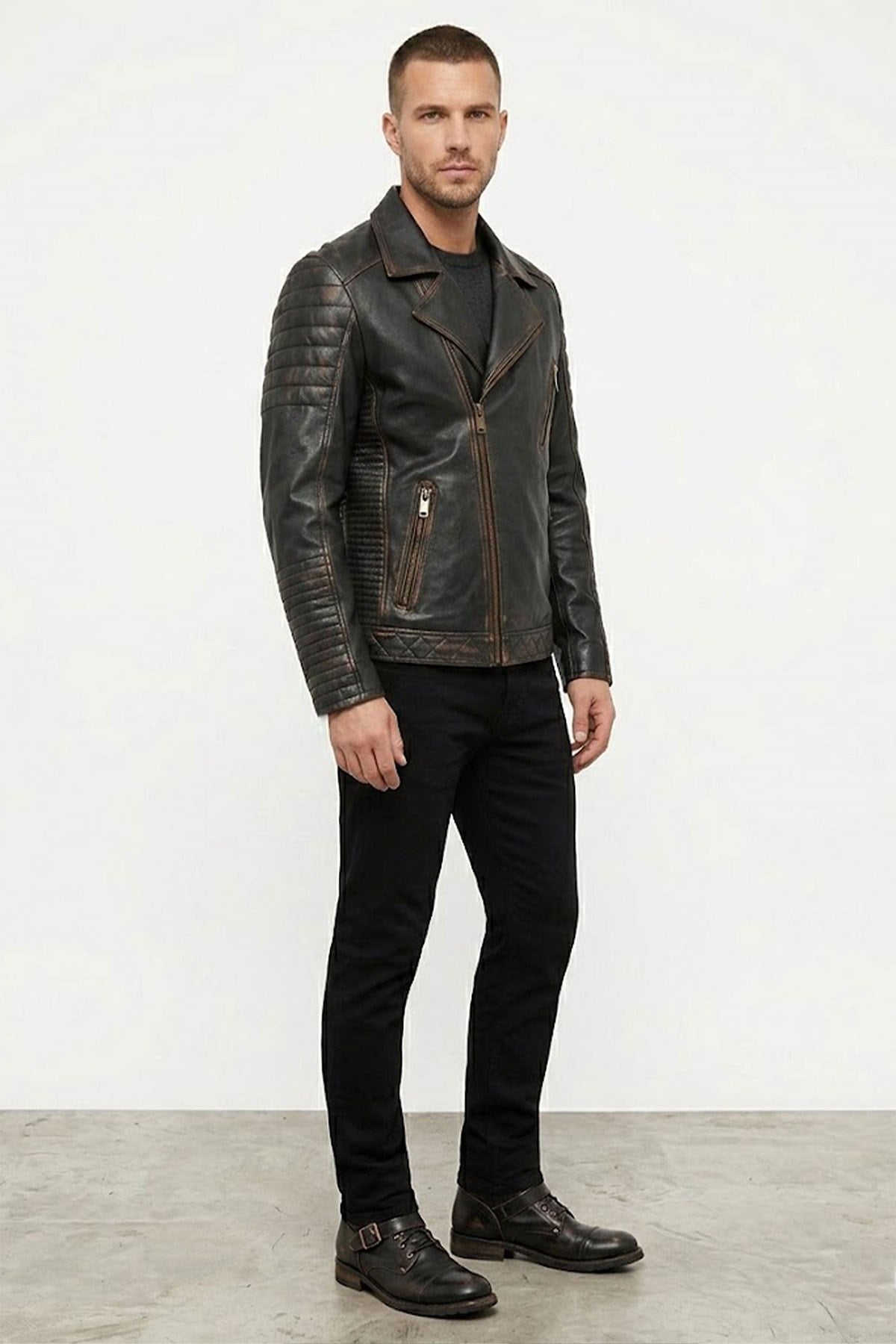 Black Francis MenS Leather Jacket