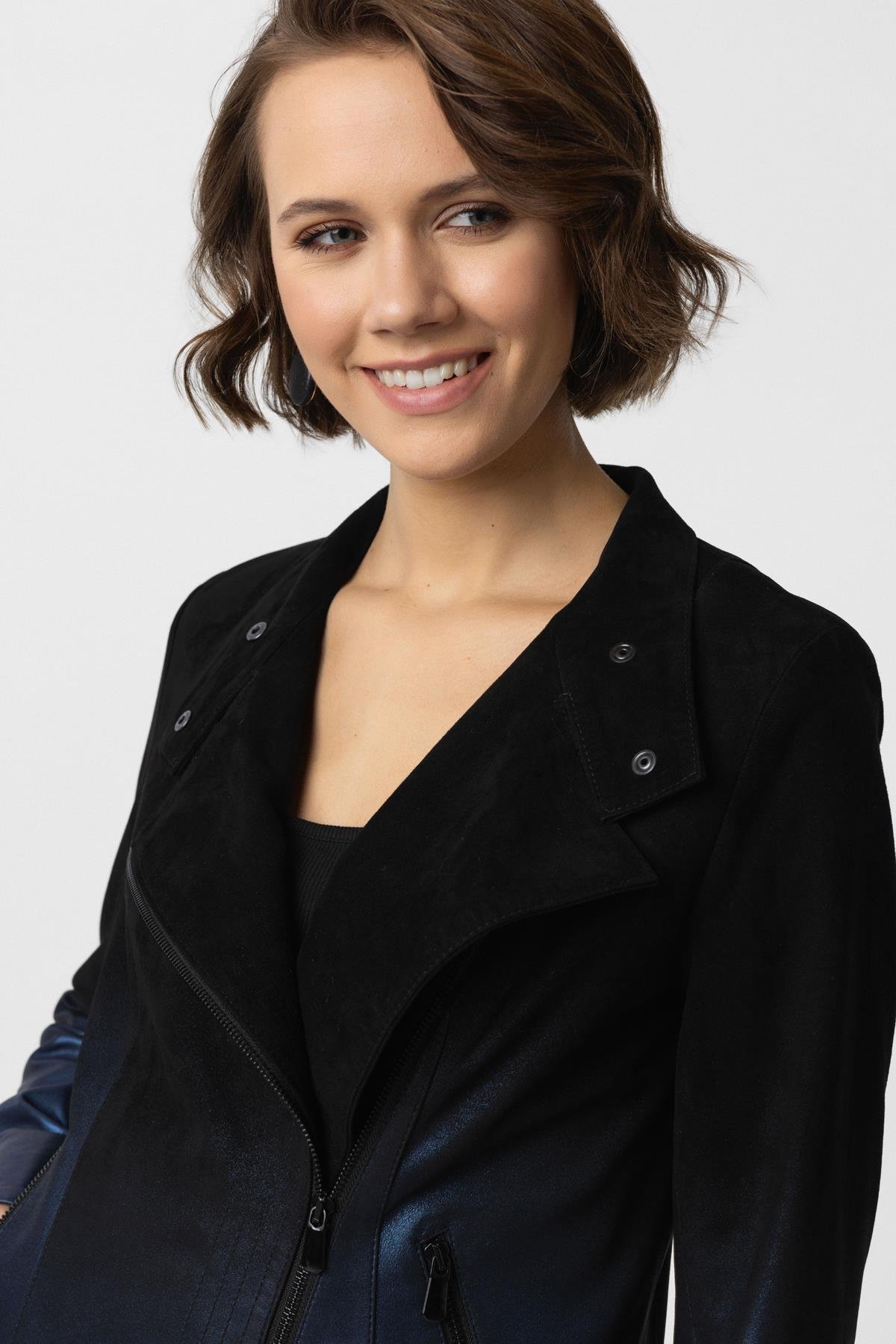 Black Navy Xenia Women's Suede Jacket