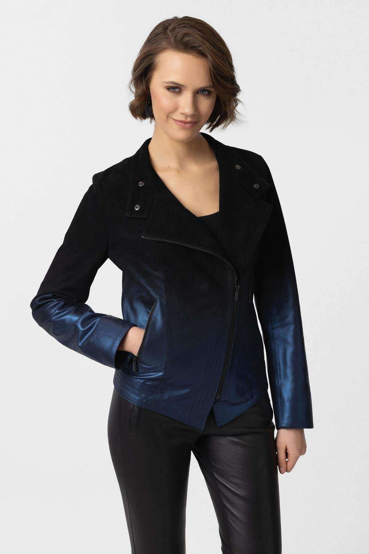 Black Navy Xenia Women's Suede Jacket