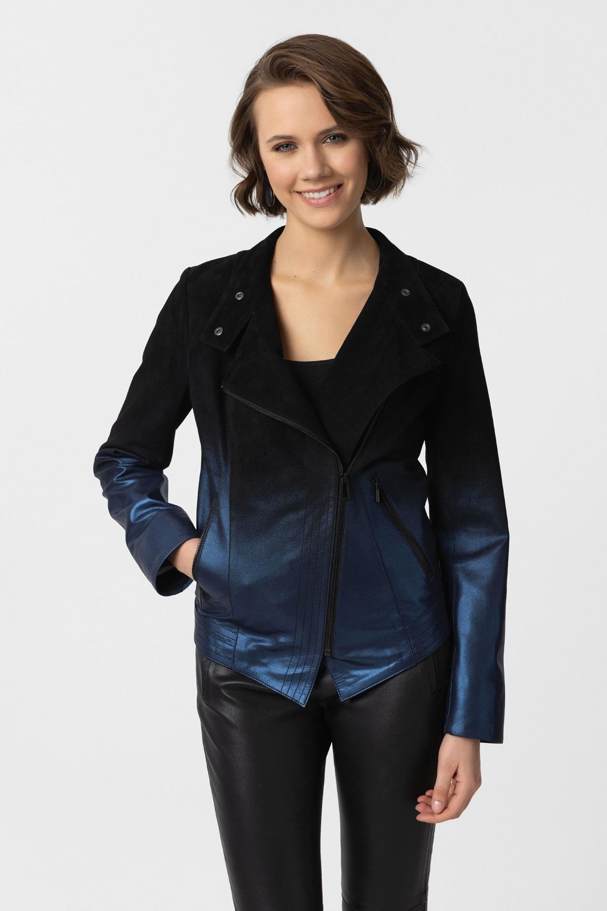 Black Navy Xenia Women's Suede Jacket