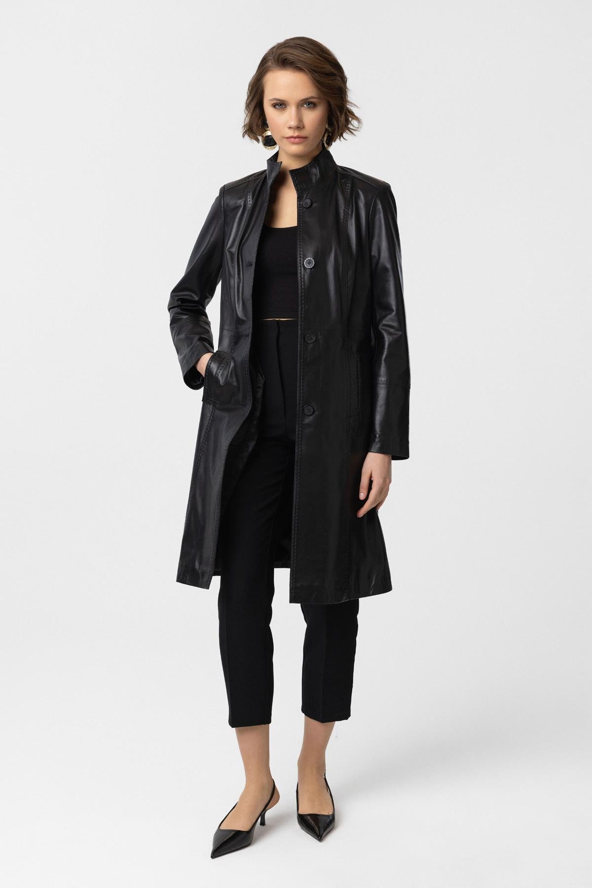 Chestnut Cara WomenS Leather Coat