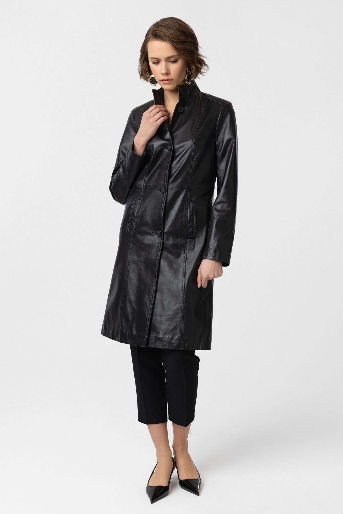 Chestnut Cara WomenS Leather Coat