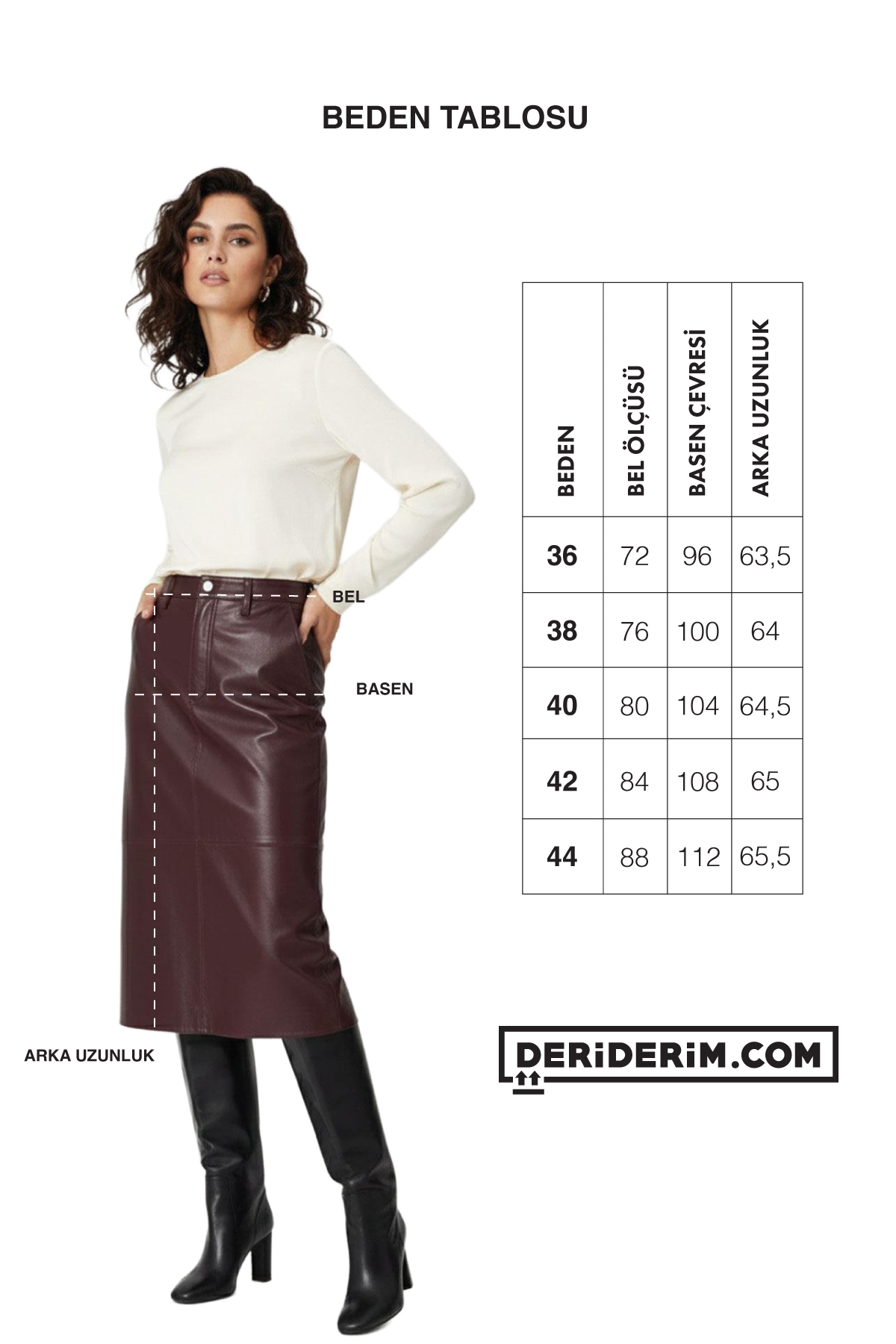 Siyah Mita Midi Hakiki Deri Kadın Etek