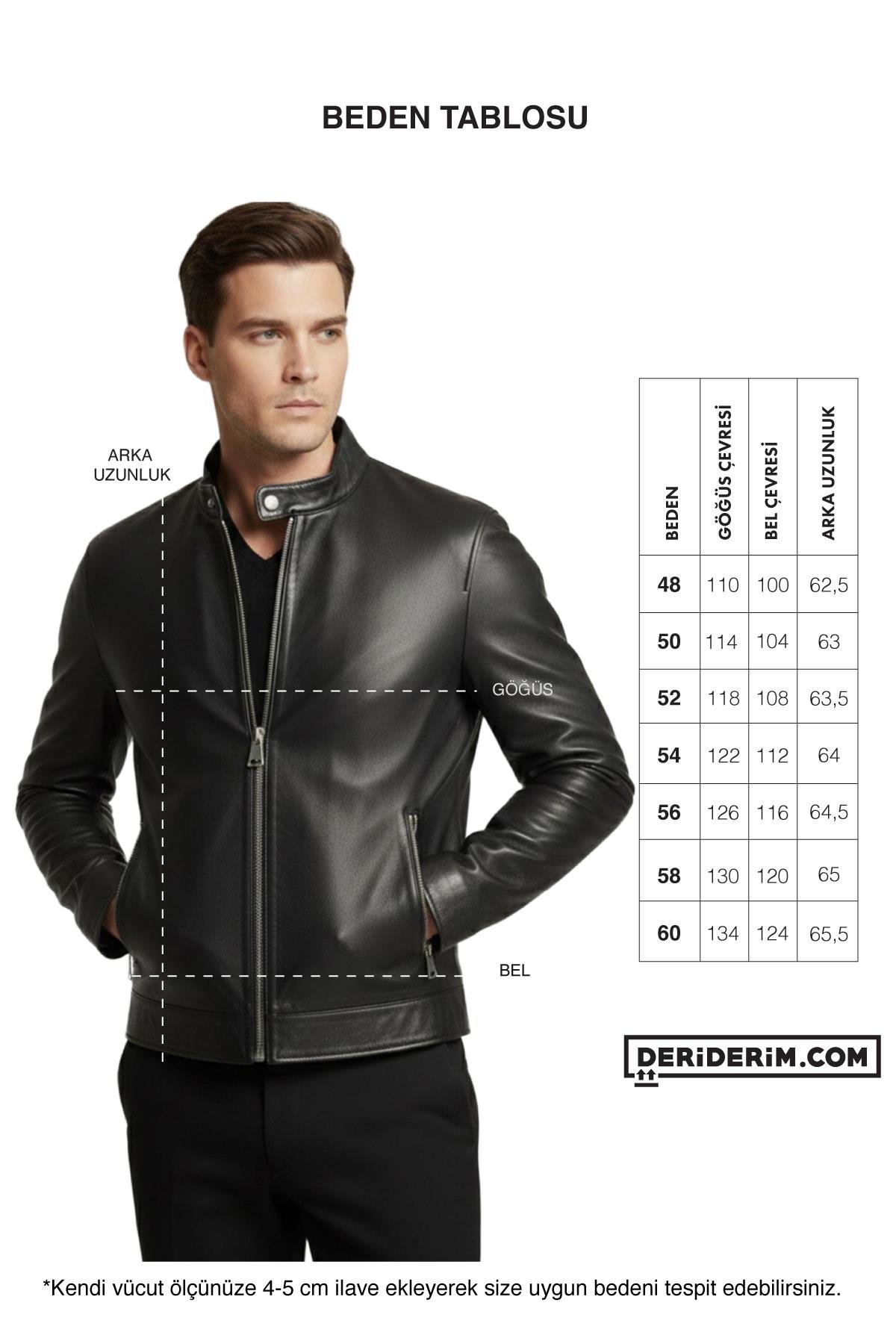 Siyah Nolan Hakim Yaka Hakiki Deri Erkek Mont