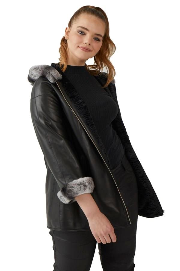 Black Perla Women's Leather Coat