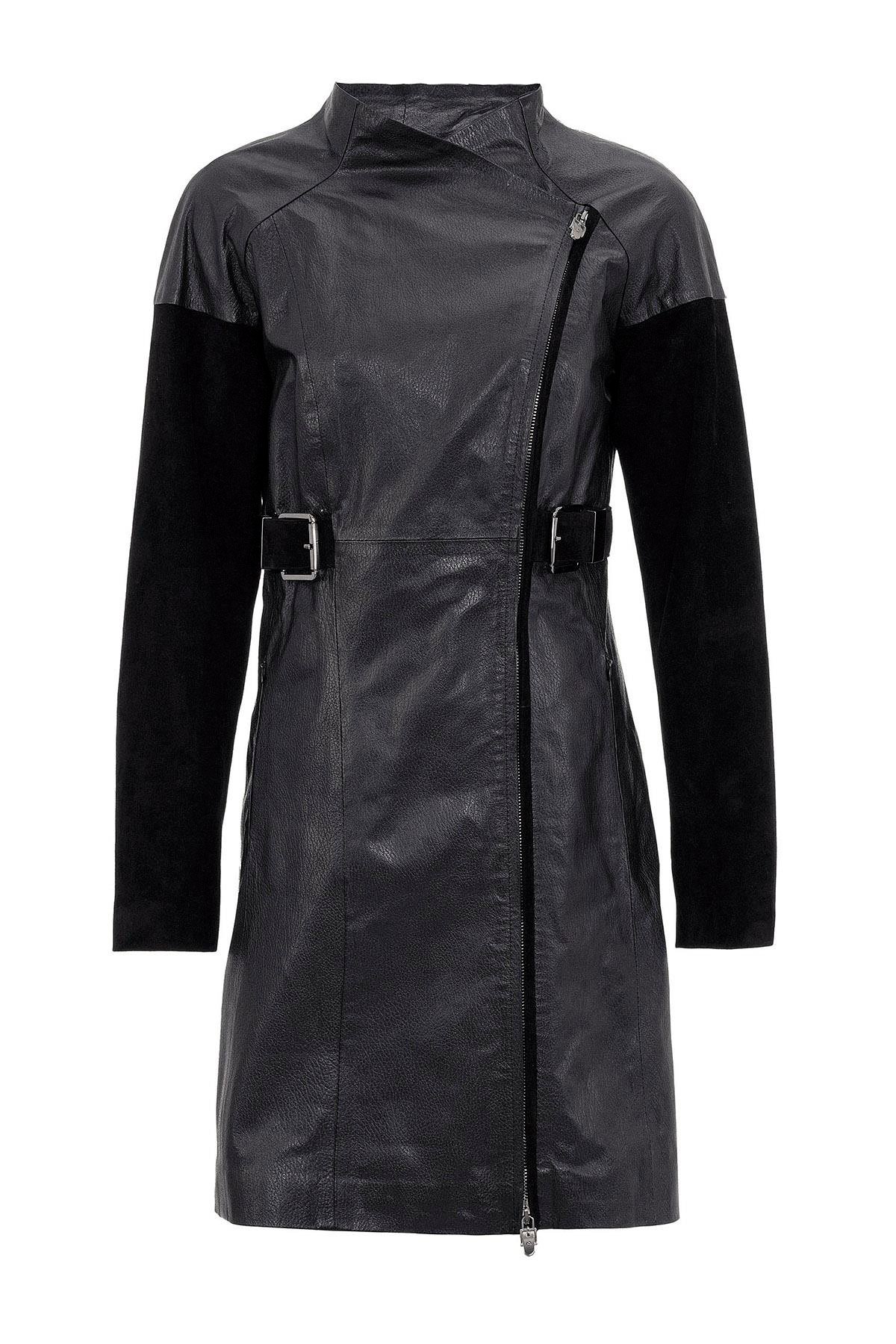 Siyah Valencia Kadın Deri Kaban