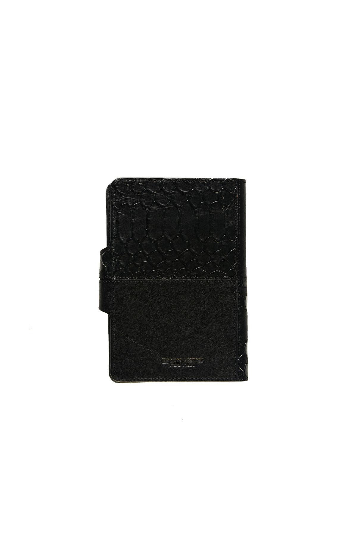 Black Snake Patterned Leather Passport Holder