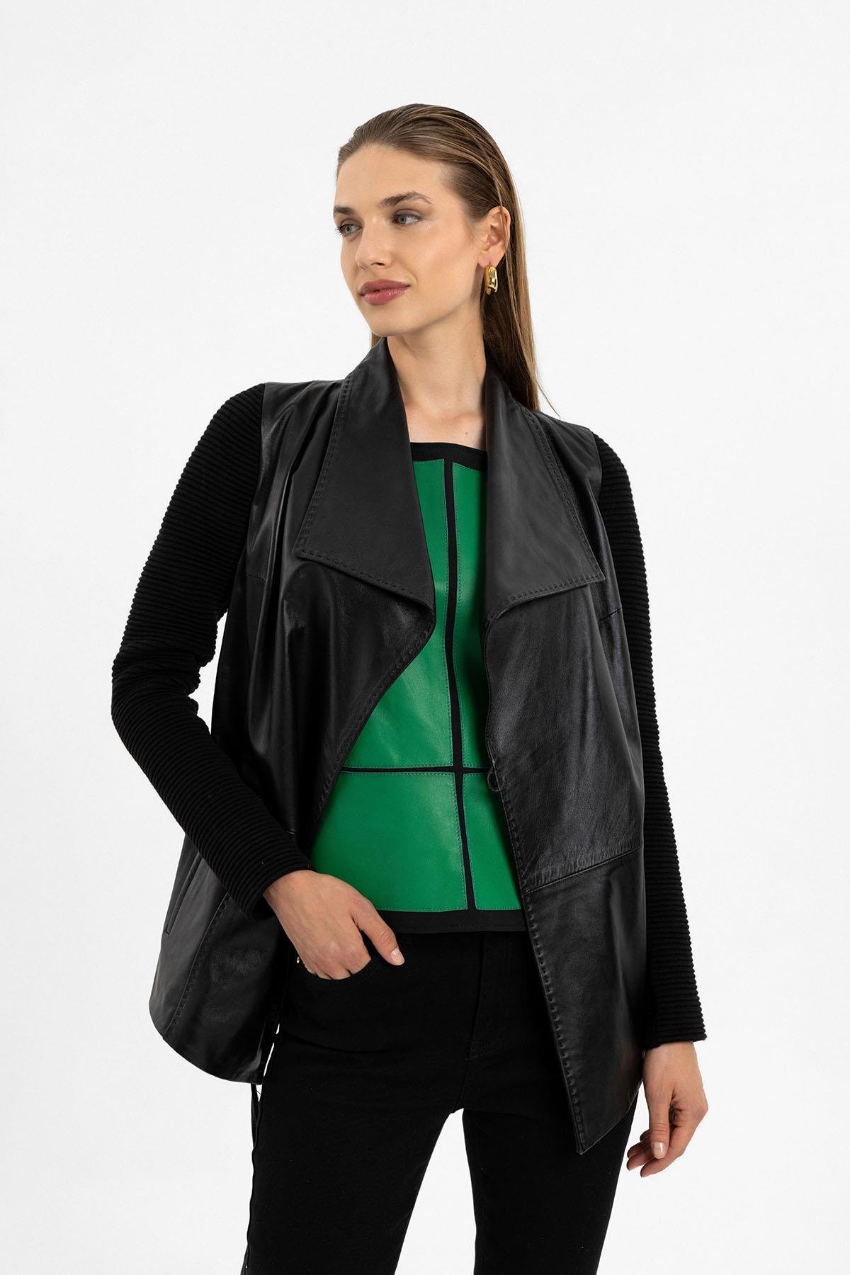 Black Zoe Women's Leather Coat