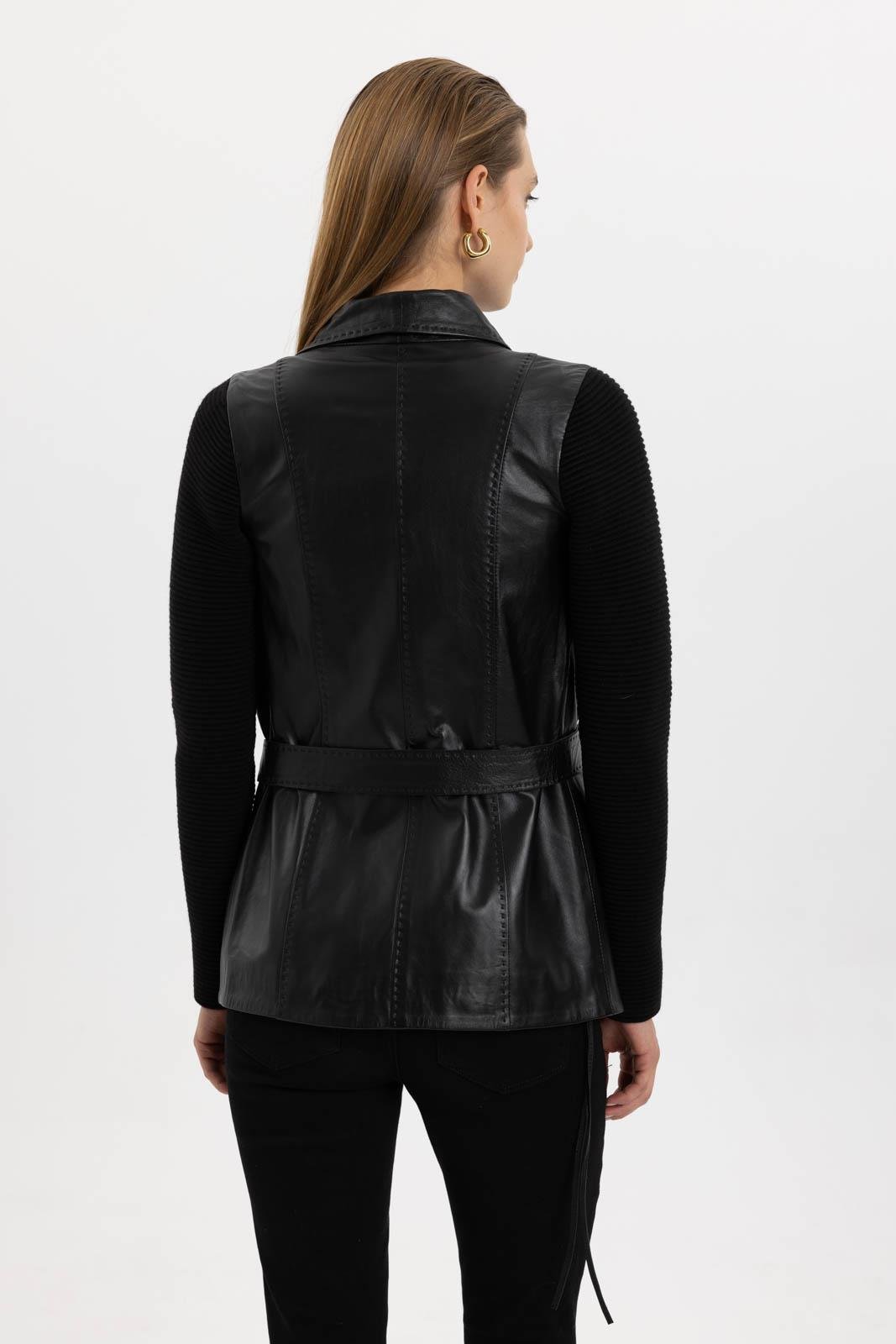 Black Zoe Women's Leather Coat