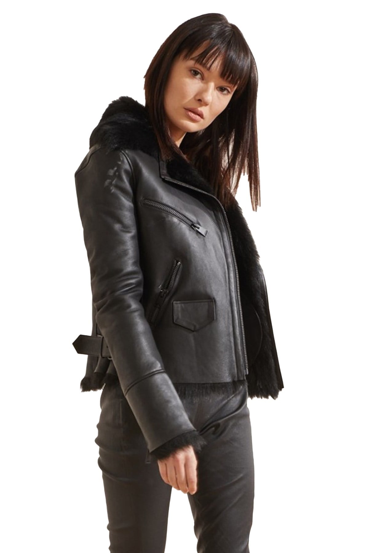 Siyah Zoe Kadın Kürk Kaban