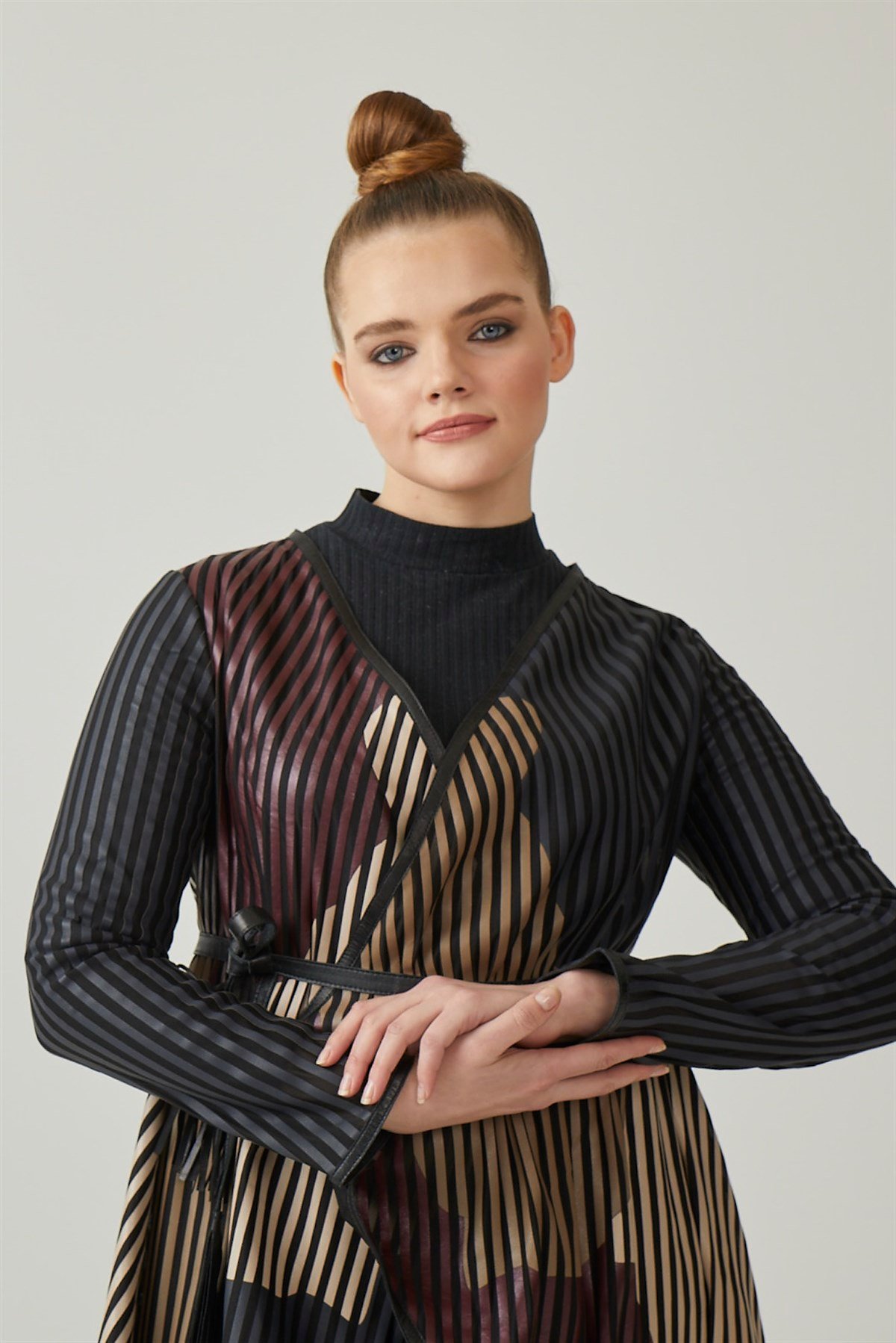 Striped Kadın Deri Ceket