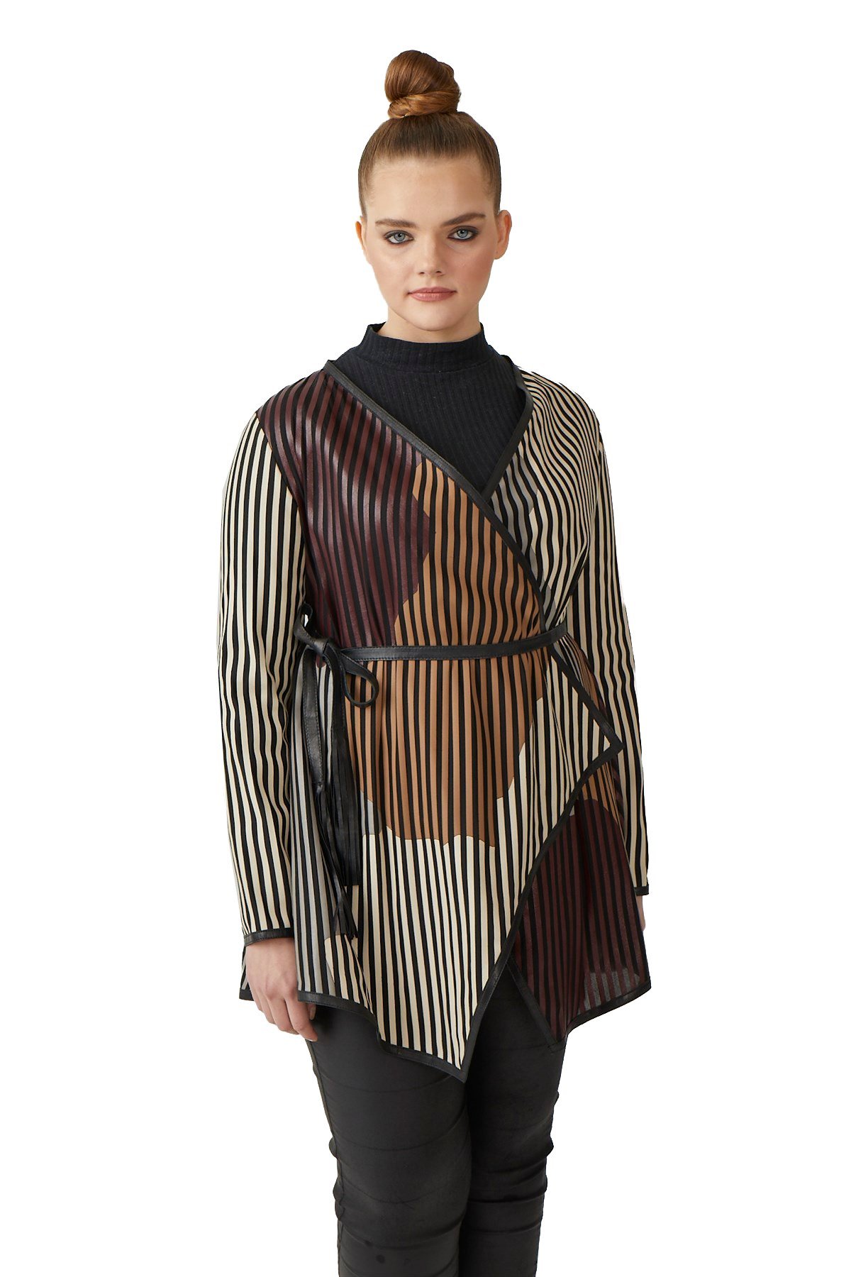 Striped Kadın Deri Ceket