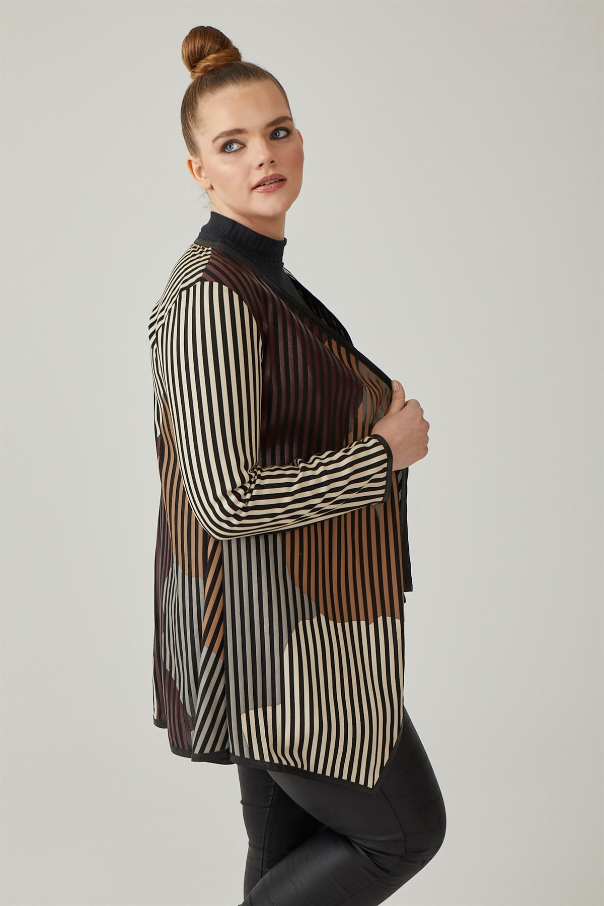 Striped Kadın Deri Ceket