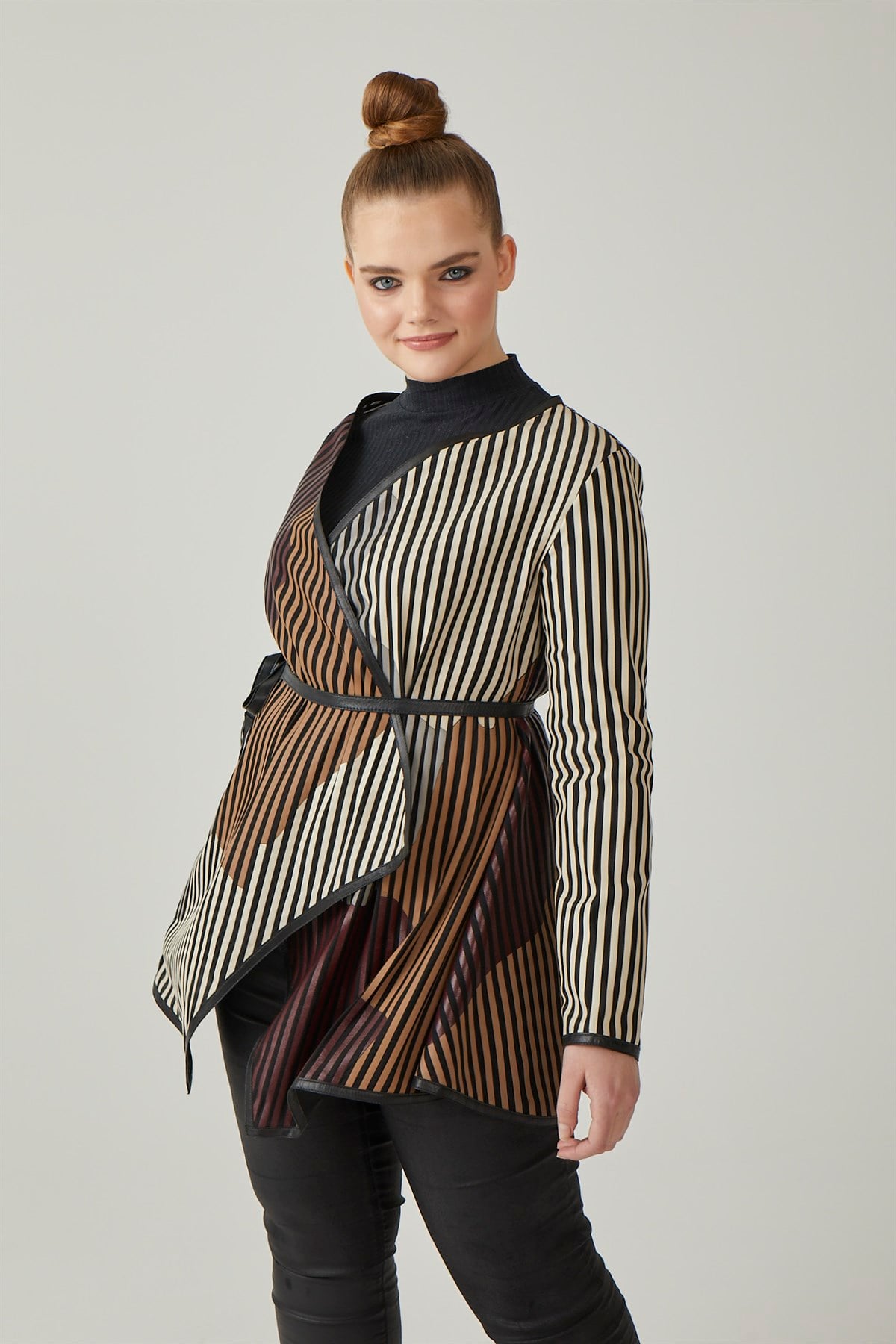 Striped Kadın Deri Ceket
