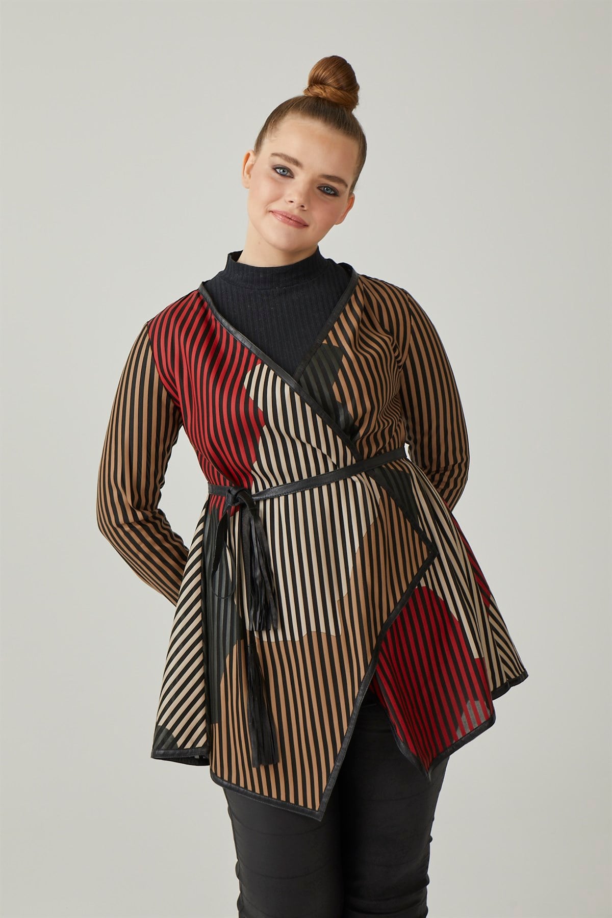 Striped Kadın Deri Ceket