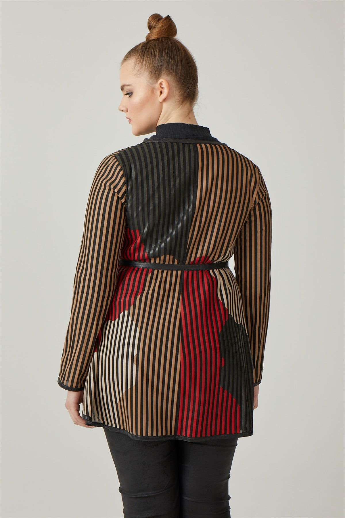 Striped Kadın Deri Ceket