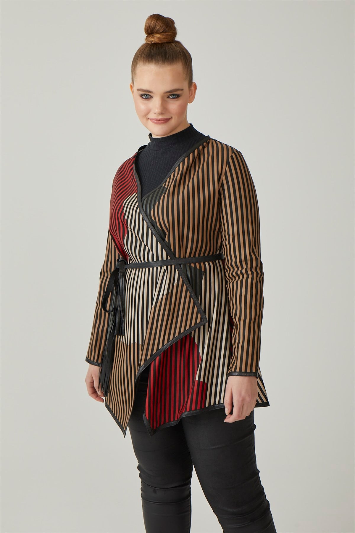 Striped Kadın Deri Ceket