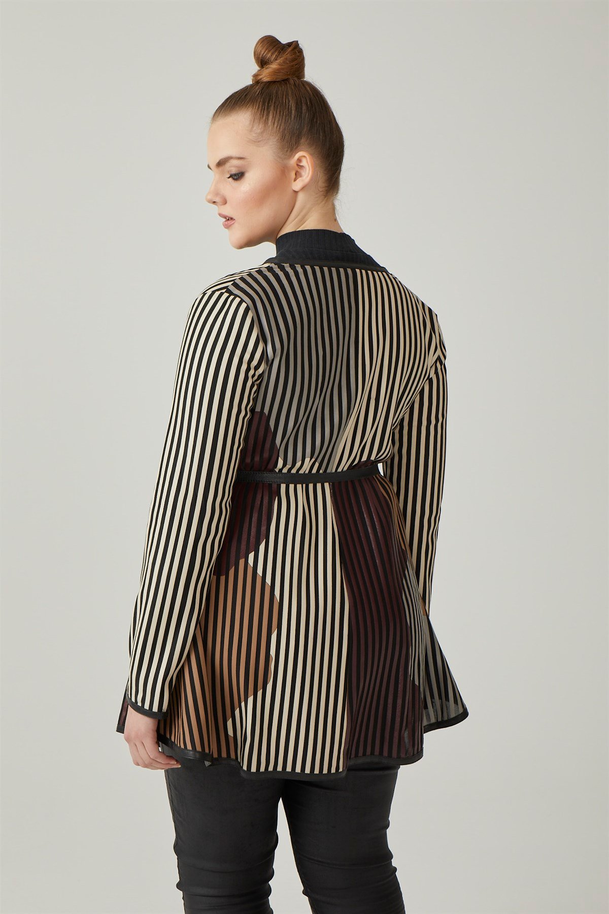 Striped Kadın Deri Ceket