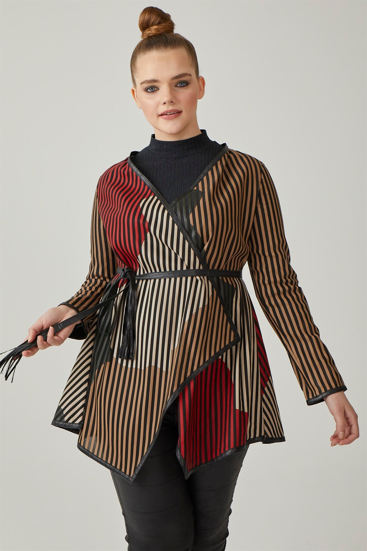 Striped Kadın Deri Ceket