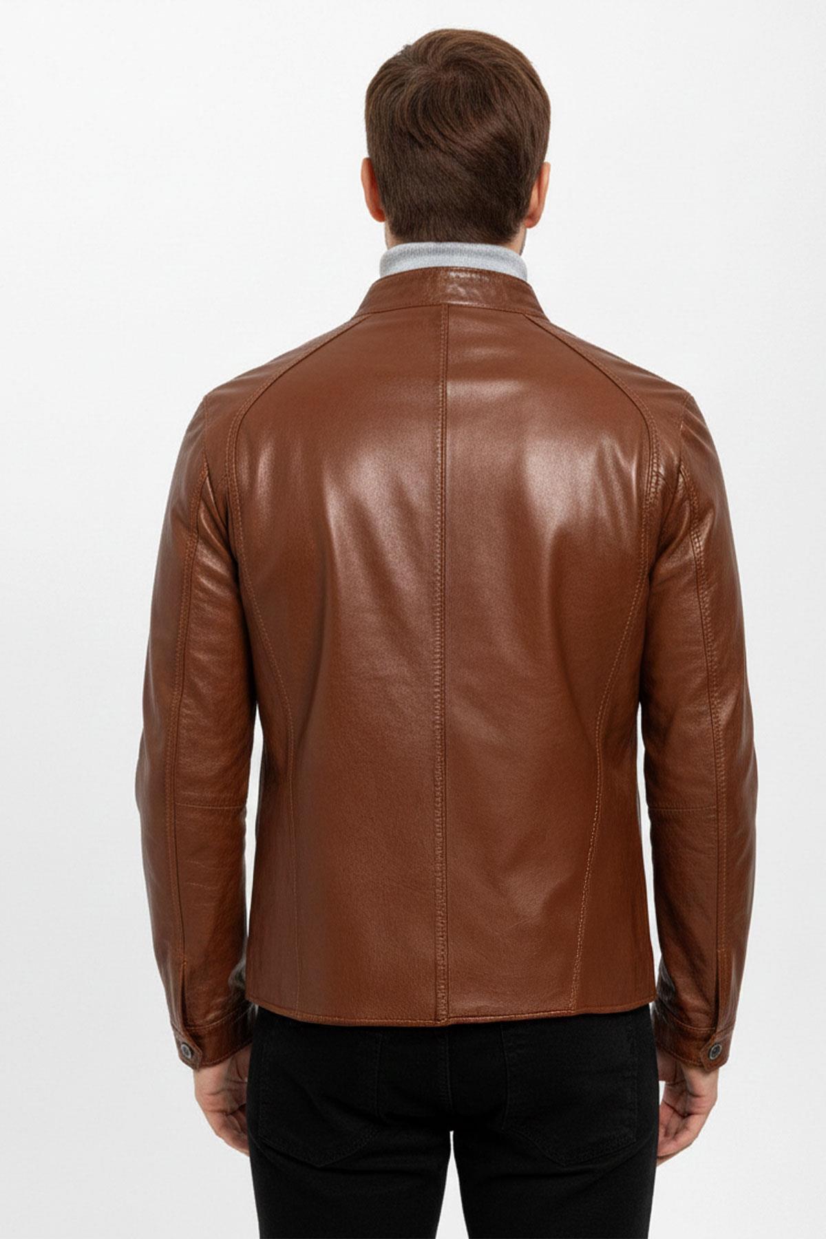 Taba Jady Yaka Tokalı Erkek Hakiki Deri Mont