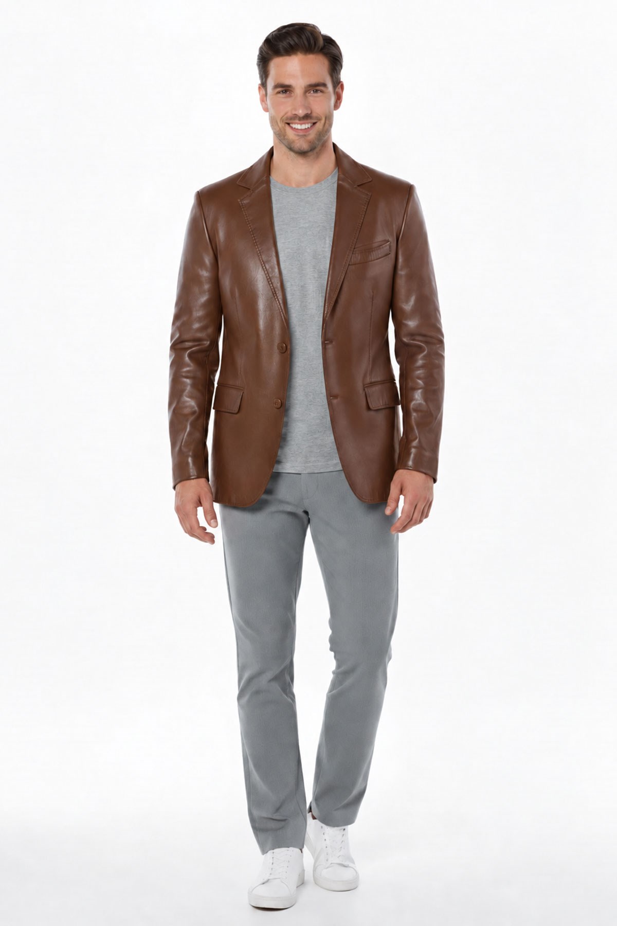 Taba Lou Erkek Hakiki Deri Blazer Ceket