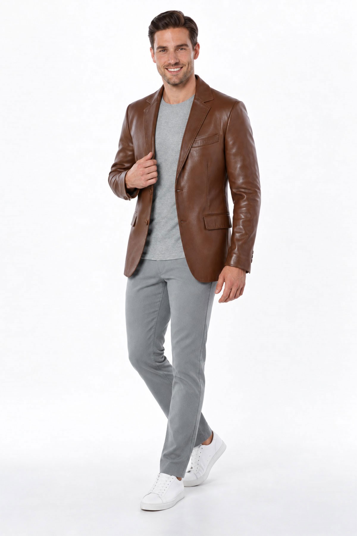 Taba Lou Erkek Hakiki Deri Blazer Ceket