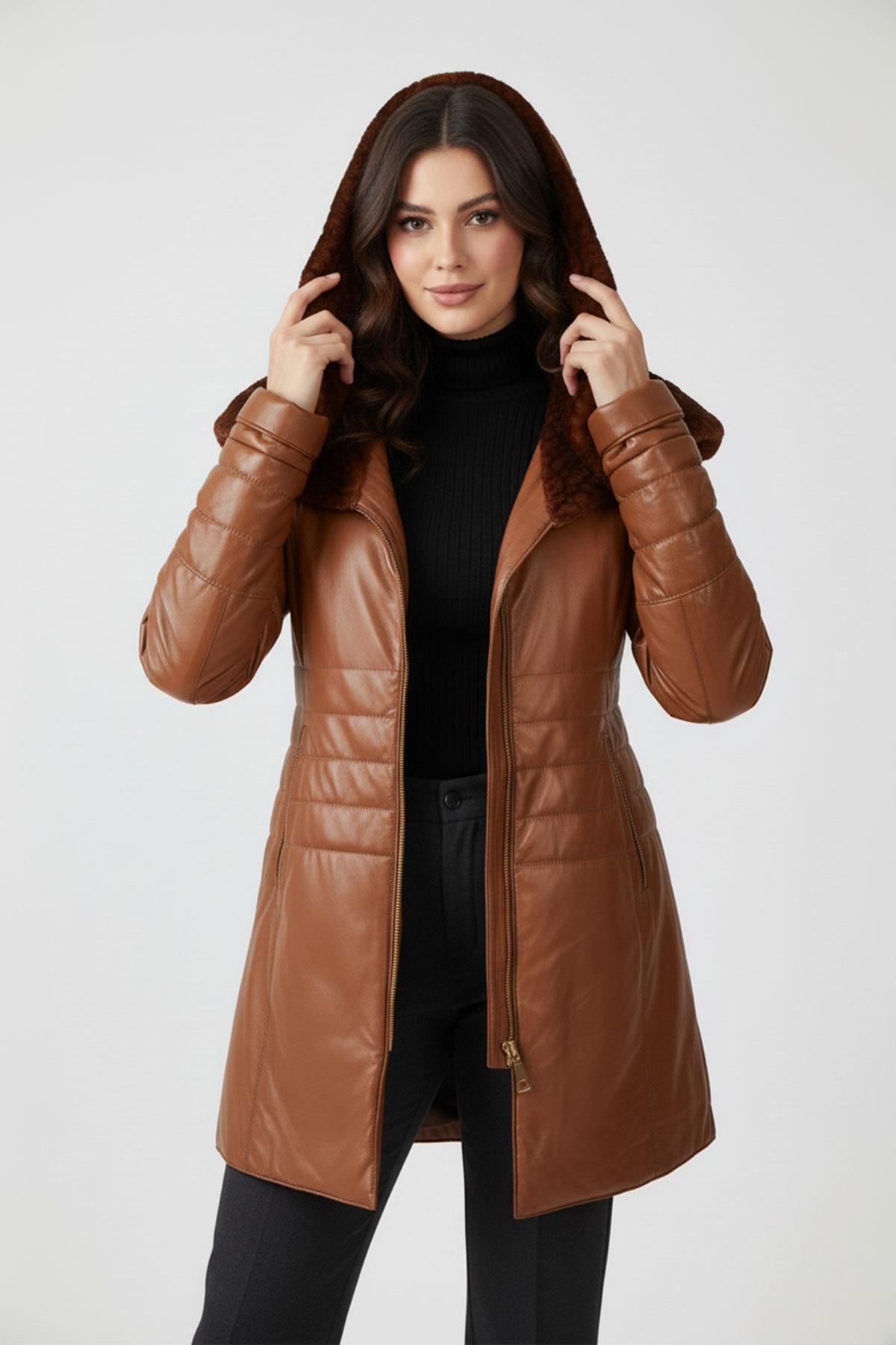 Tobacco Madelyn WomenS Leather Coat
