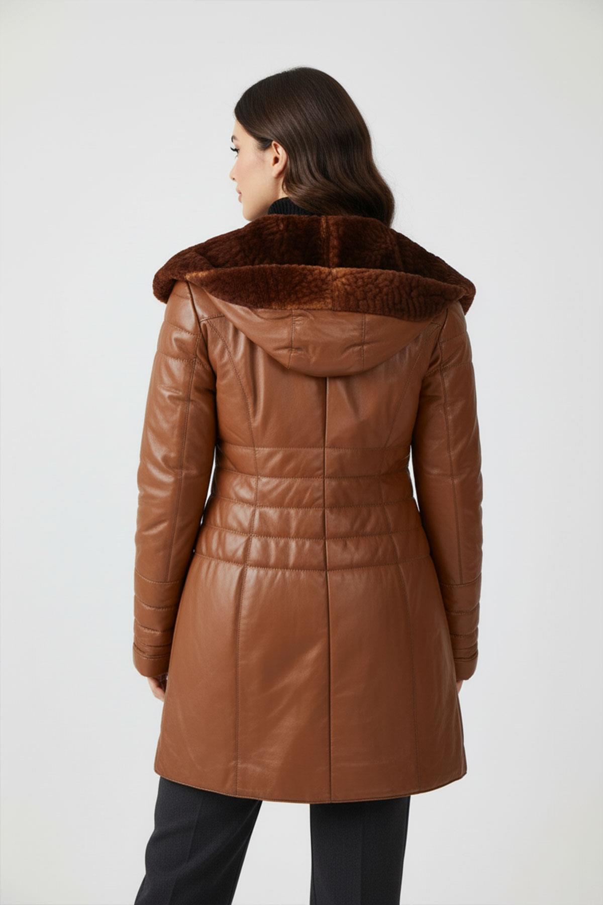 Tobacco Madelyn WomenS Leather Coat