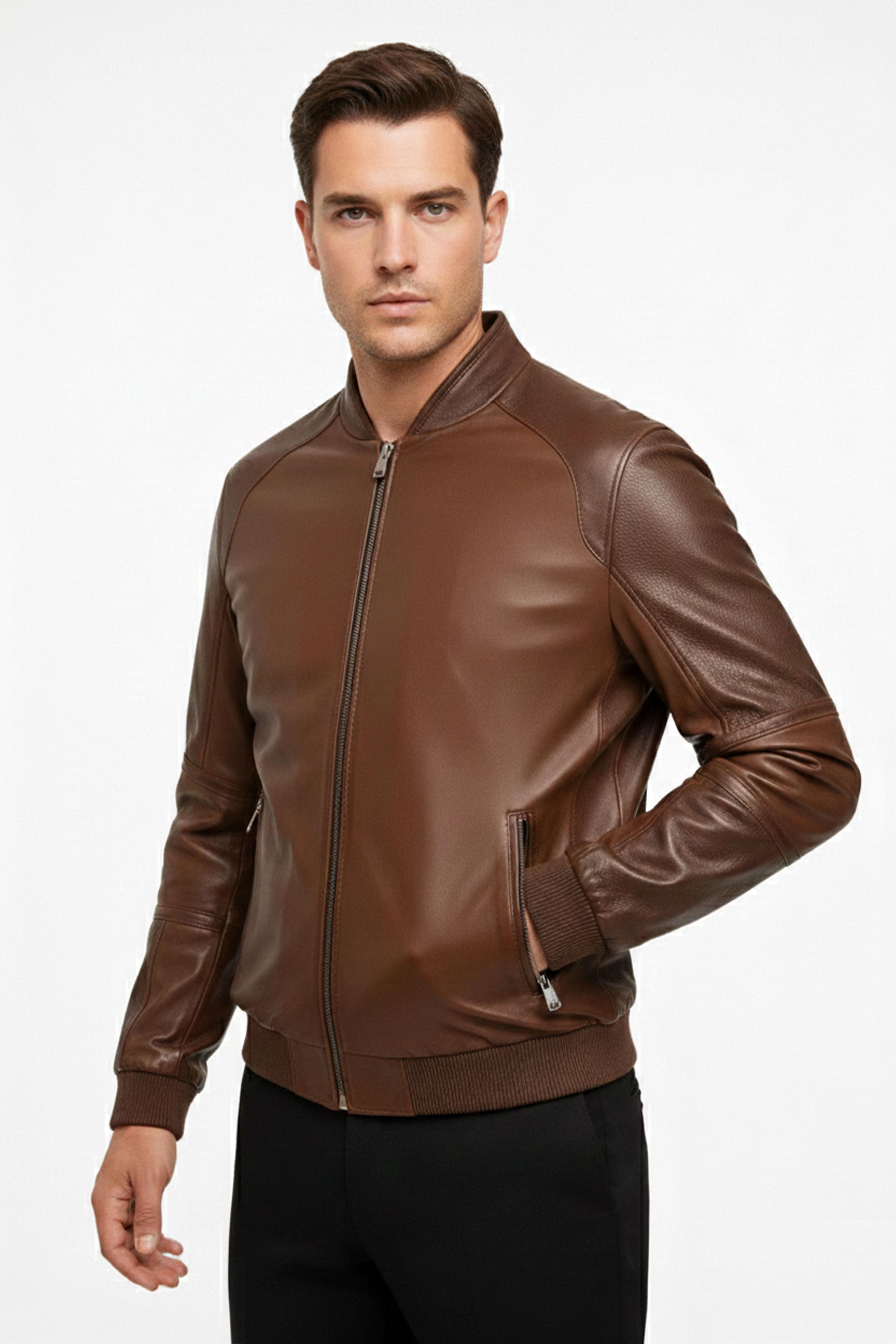 Taba Marco Hakiki Deri Erkek Bomber Ceket