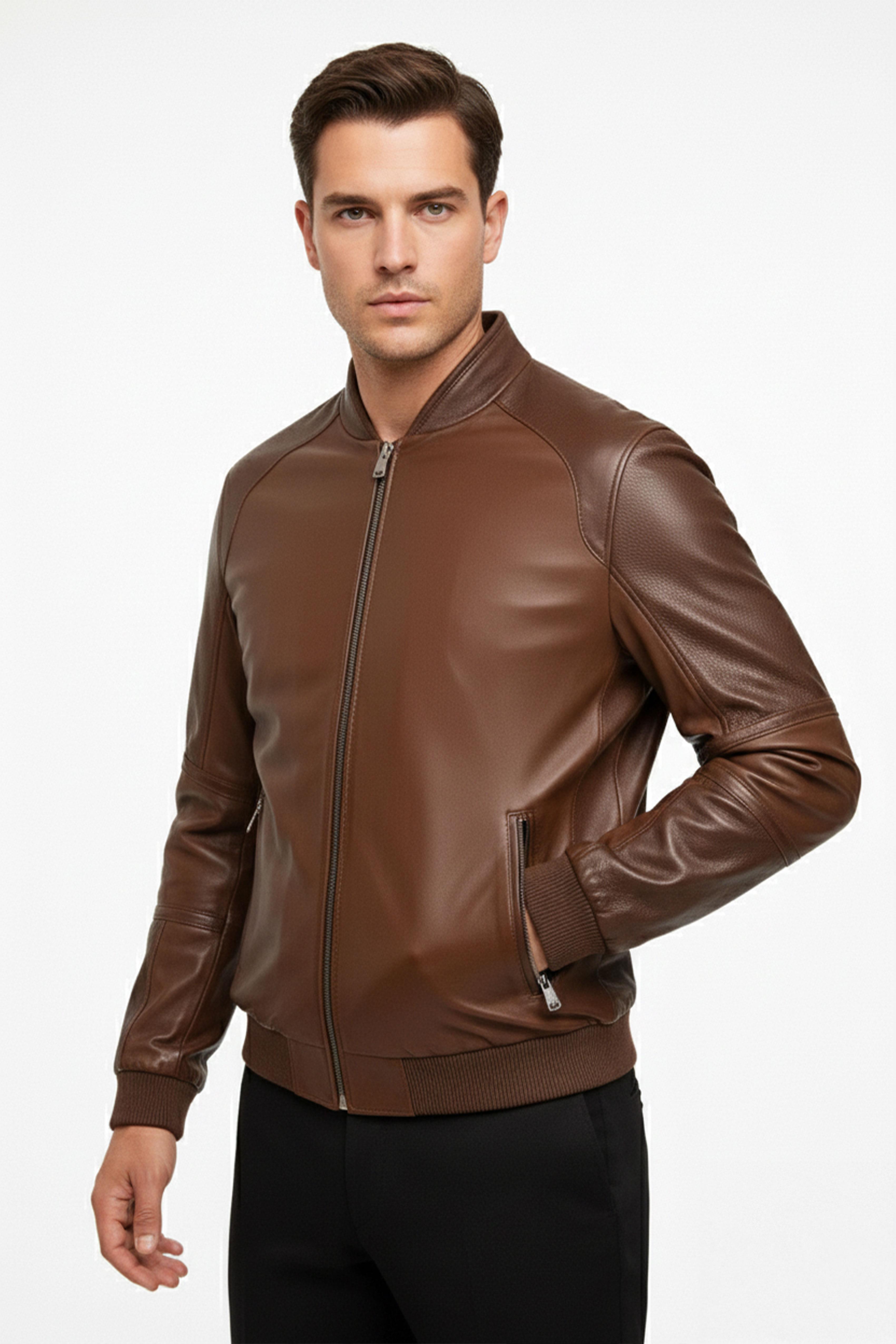 Taba Marco Hakiki Deri Erkek Bomber Ceket