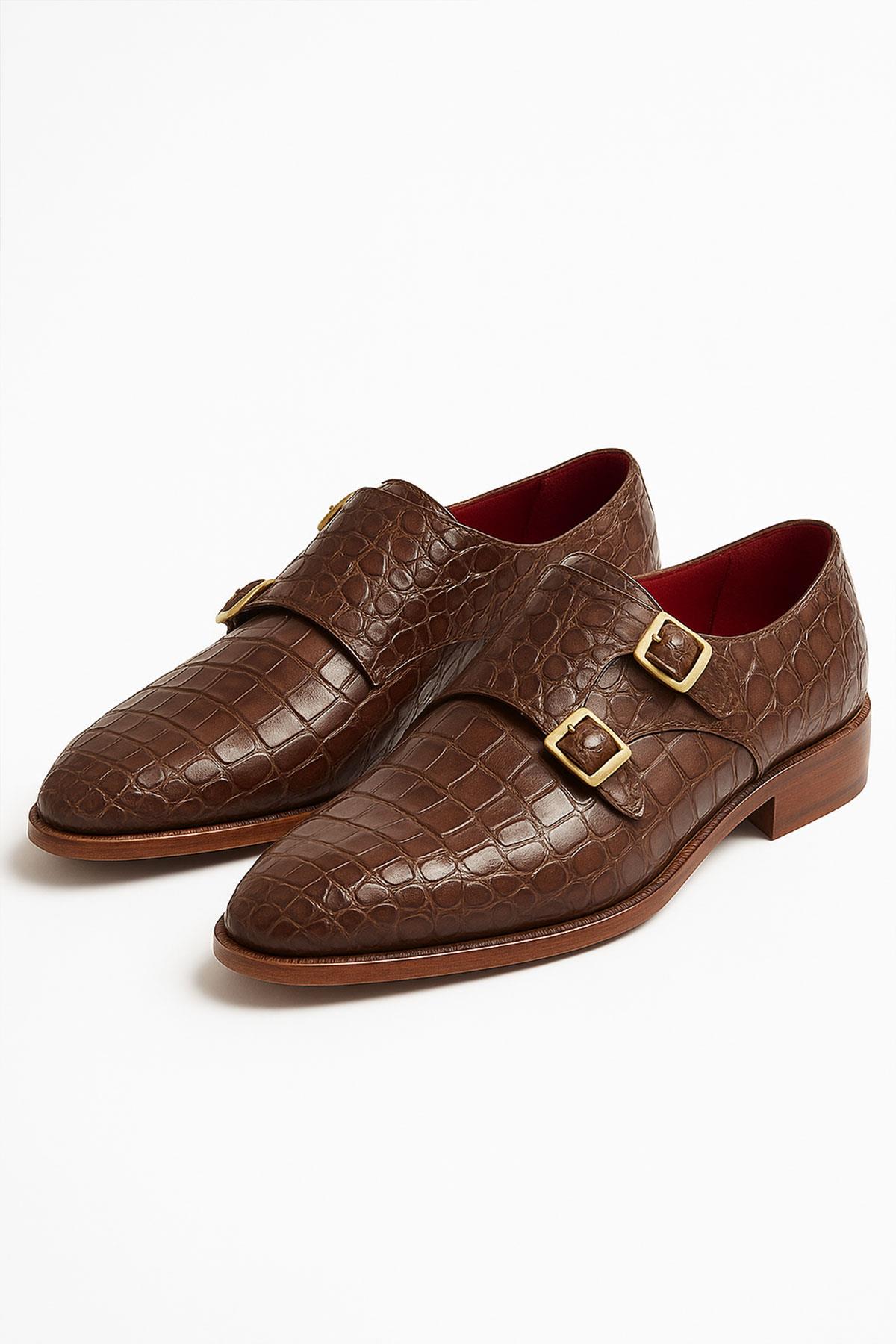 Timsah Desenli Tokalı Klasik Ayakkabı