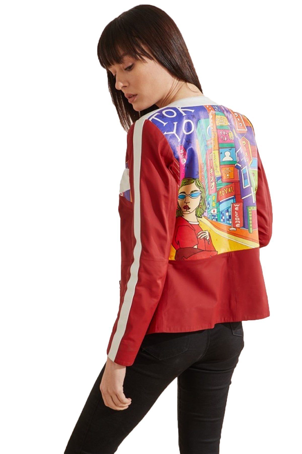 Tokyo Printed Women's Leather Jacket