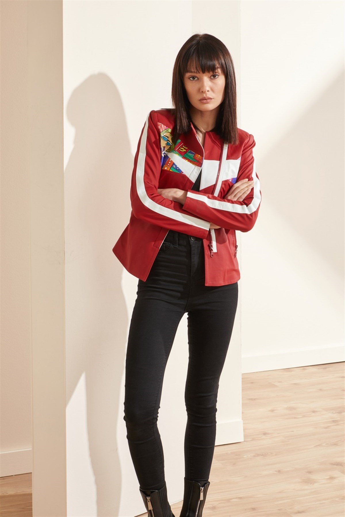 Tokyo Printed Women's Leather Jacket