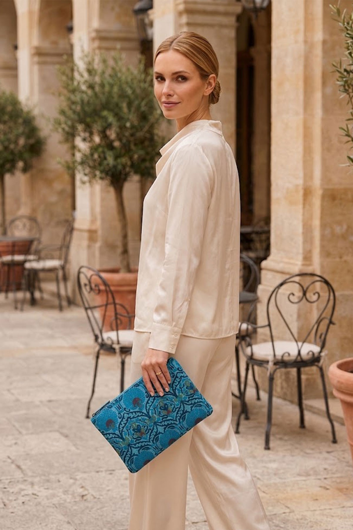 Turquoise Large Felt Handbag
