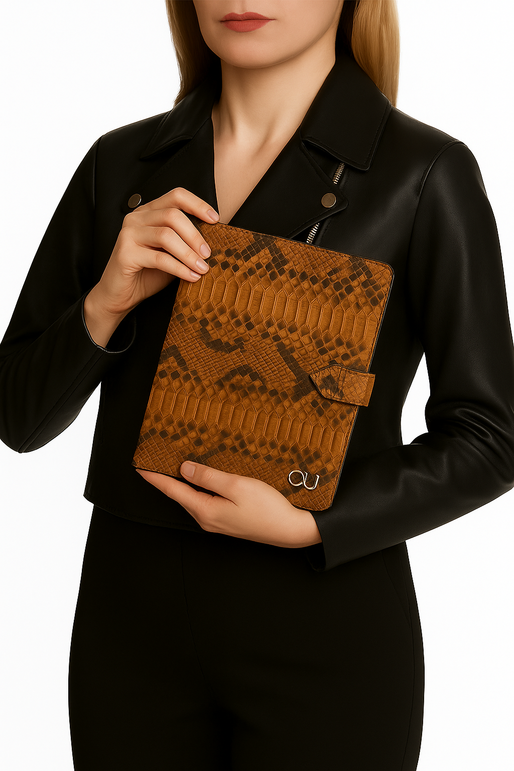 Turuncu Hakiki Deri 12 İnç Ipad Tablet Kılıfı