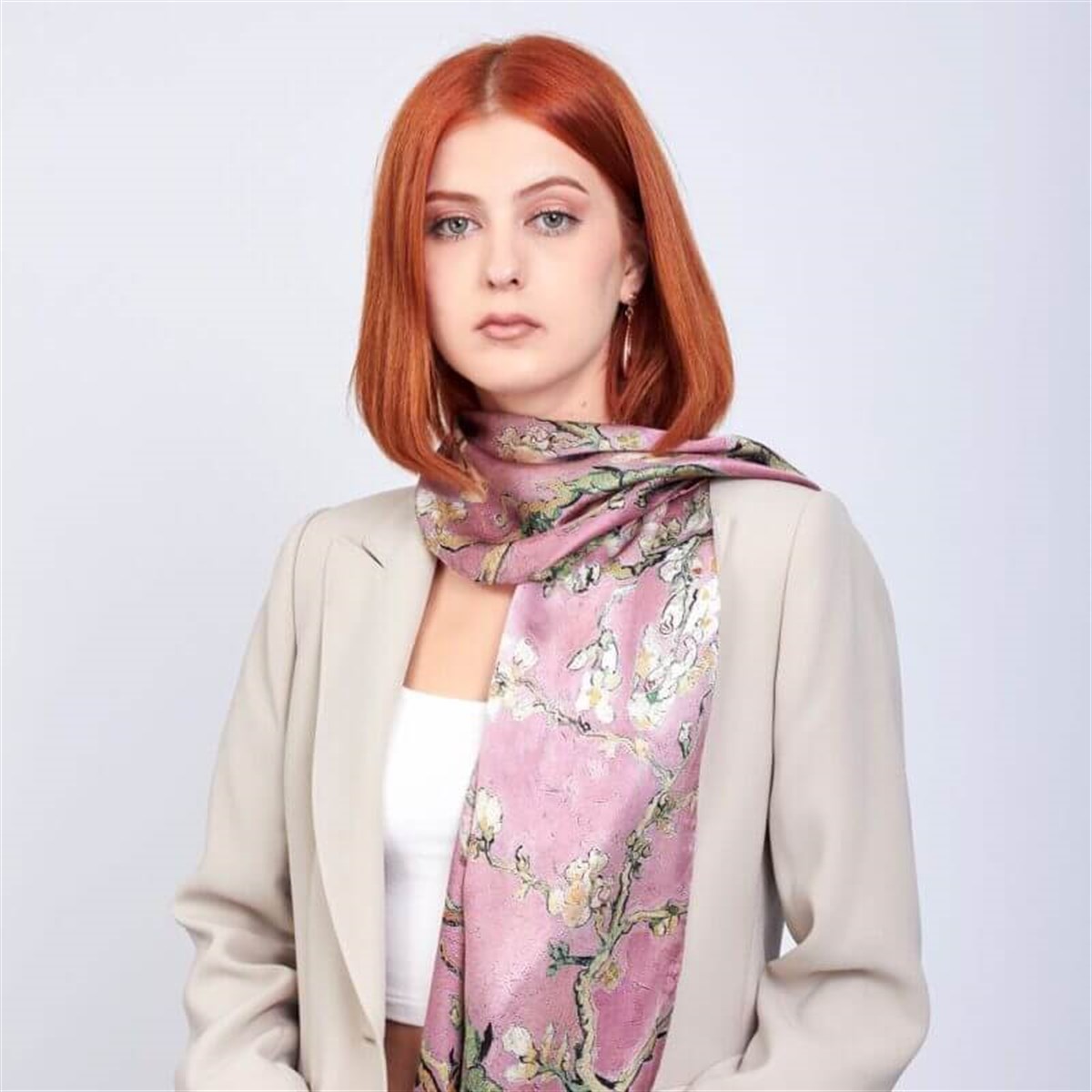 VAN GOGH ALMOND BLOSSOMS DESENLİ FULAR