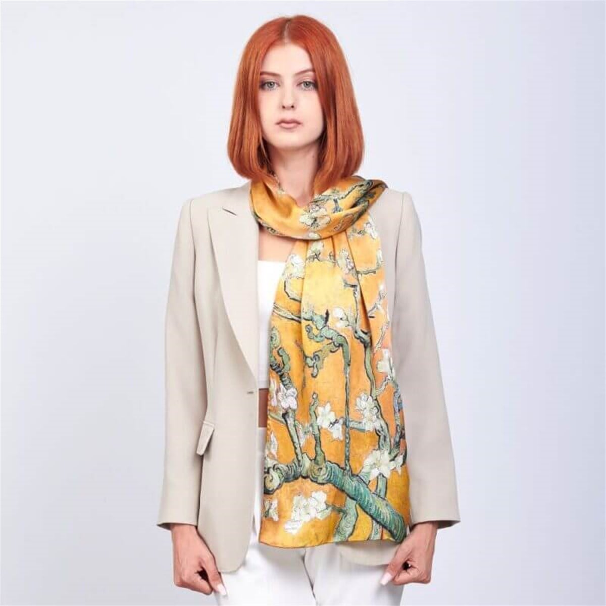VAN GOGH ALMOND BLOSSOMS DESENLİ FULAR