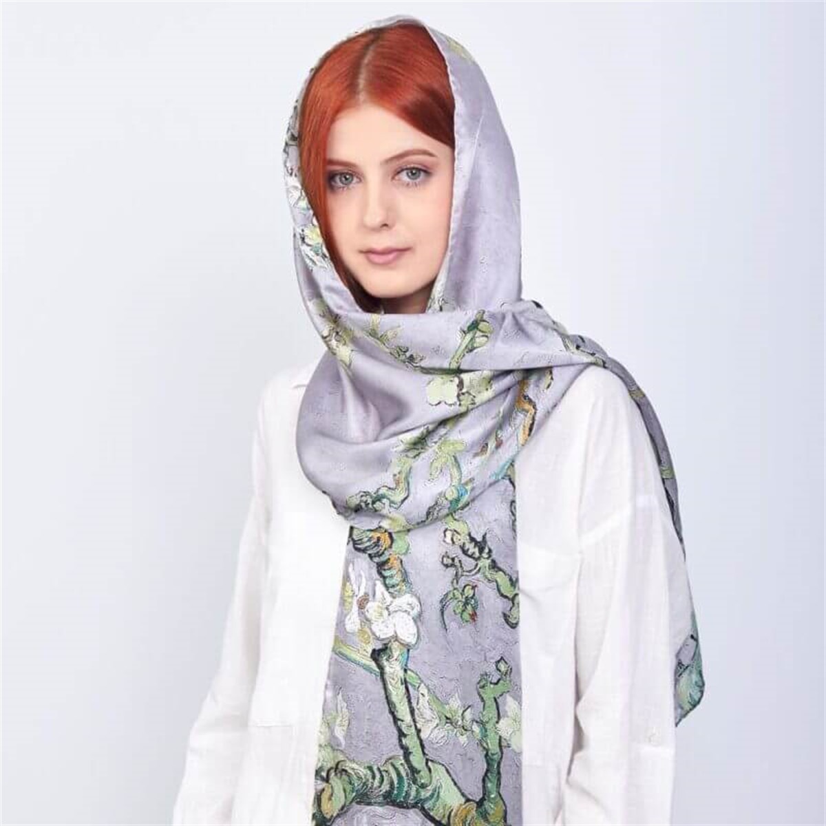 VAN GOGH ALMOND BLOSSOMS DESENLİ FULAR