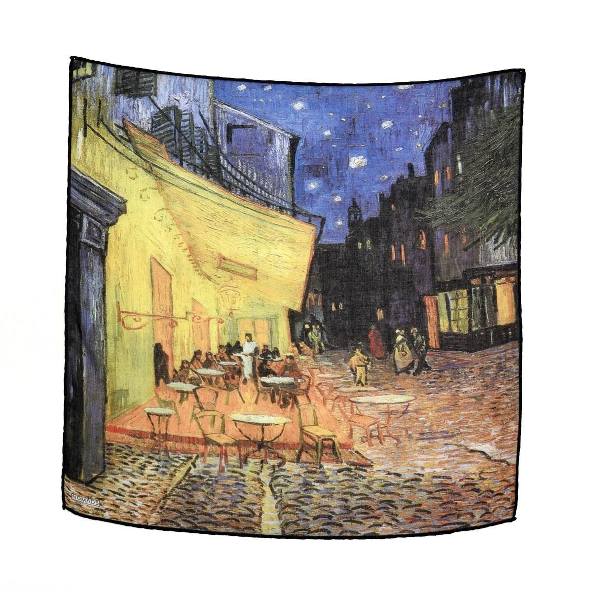 Van Gogh Cafe Terrace Desenli Renkli Çok Fonksiyonlu Renkli Kare 45x45 Bandana