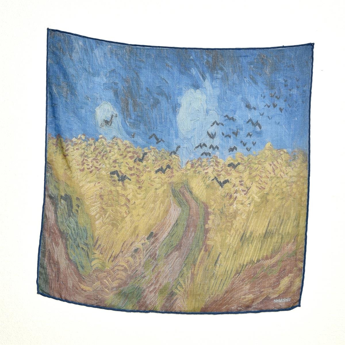 Van Gogh Wheatfield With Crows Desenli Renkli Çok Fonksiyonlu Renkli Kare 45x45 Bandana